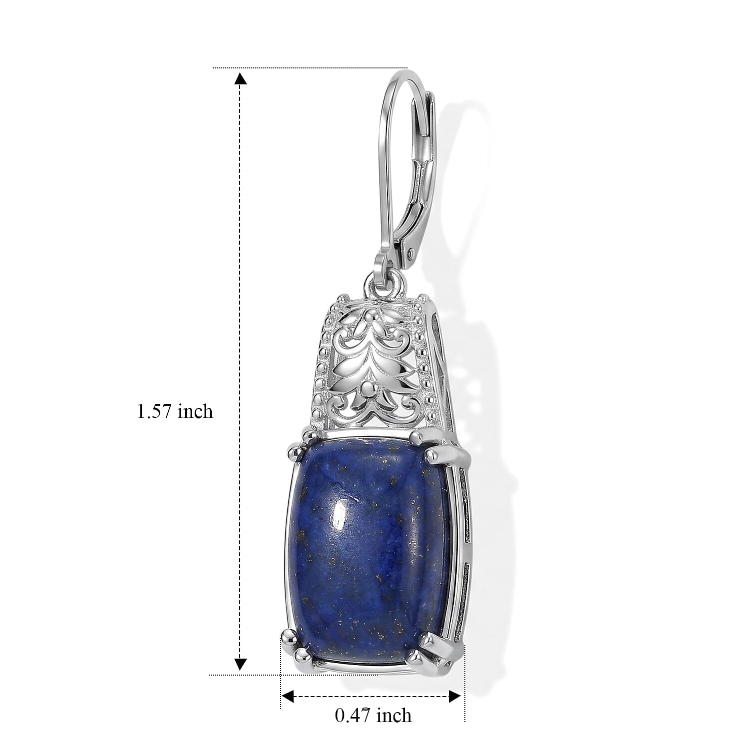 EverTrue Lapis Lazuli 16.65 ctw Earrings in Platinum Over Copper