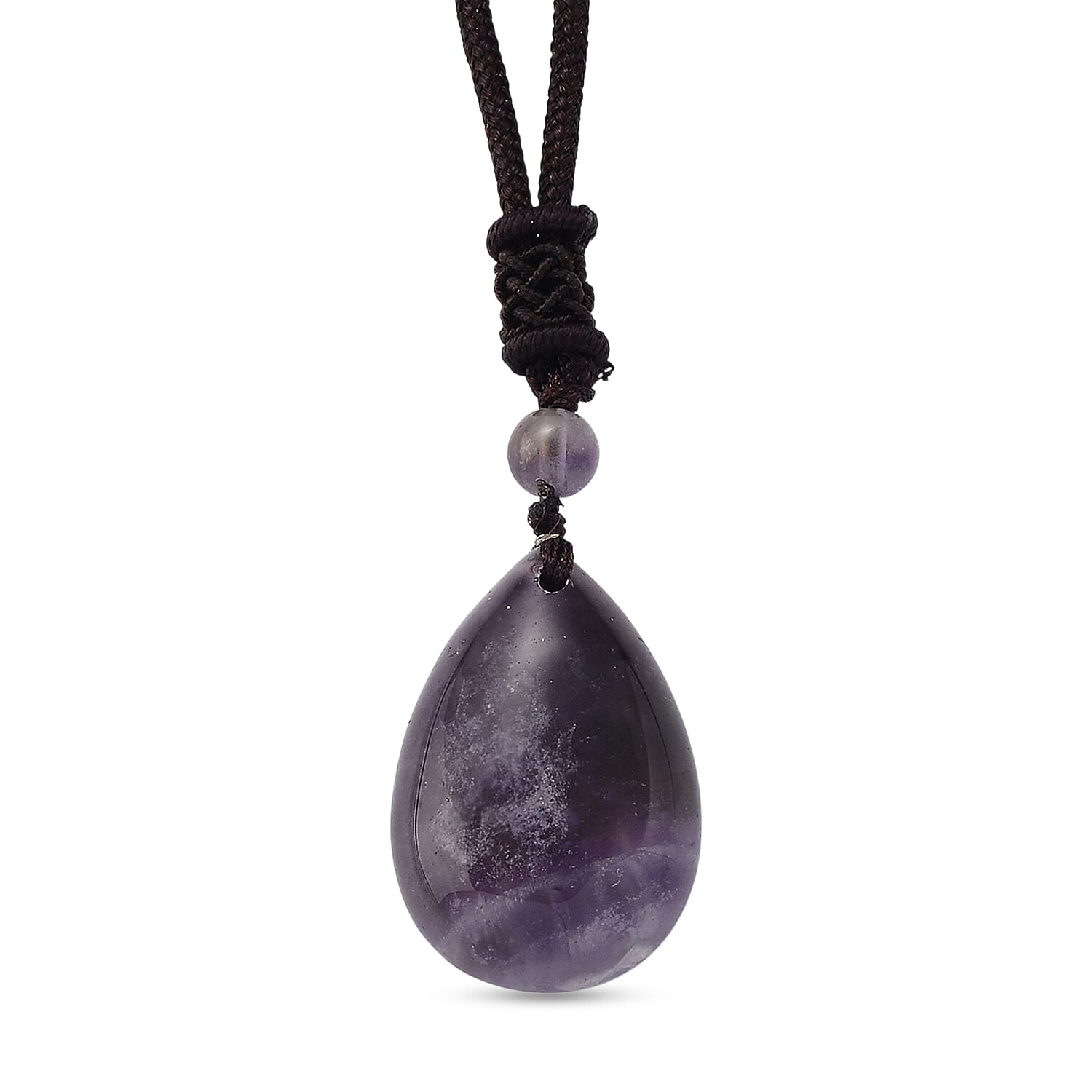 African Amethyst 30.00 ctw Cotton Thread Teardrop Necklace 25 inches