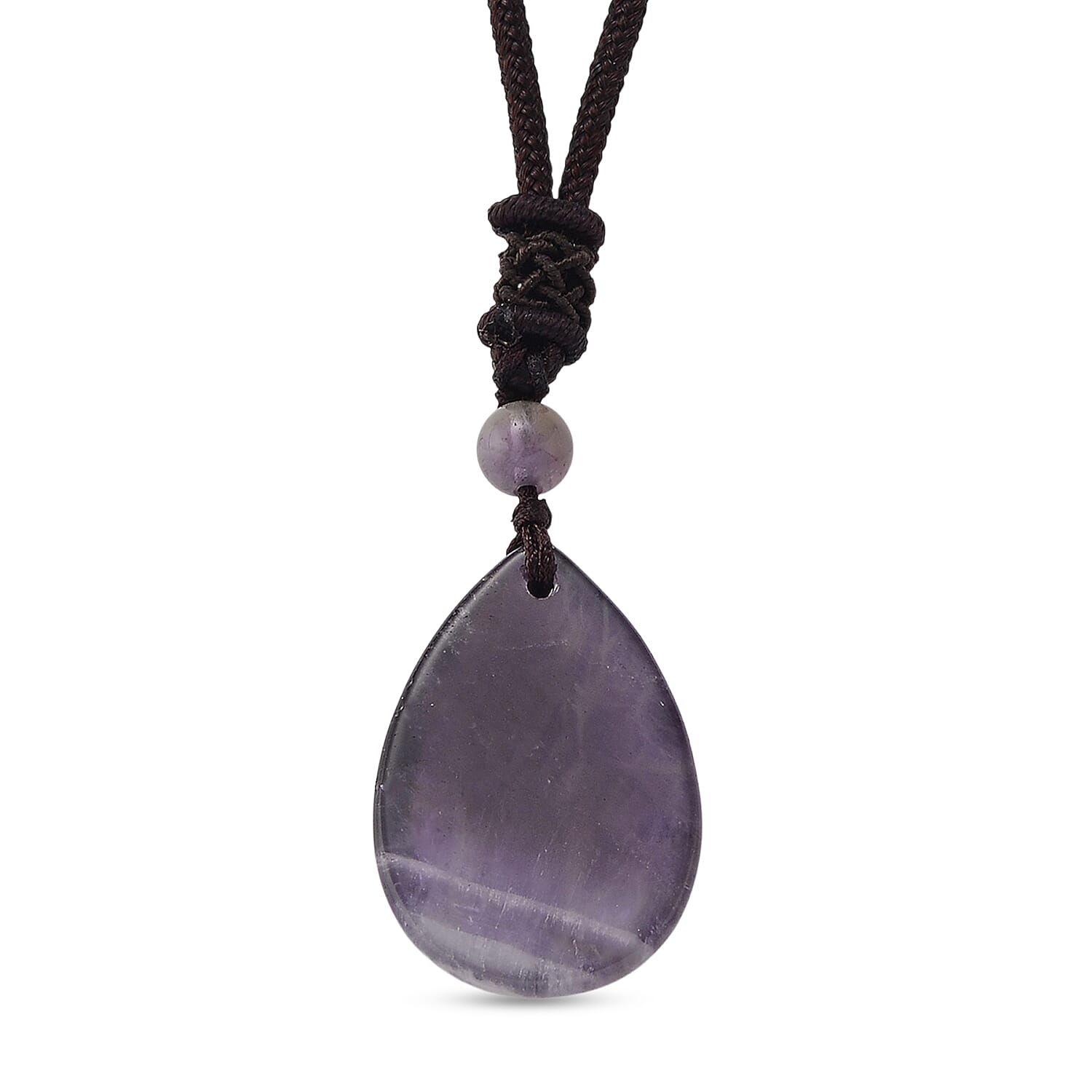 African Amethyst 30.00 ctw Cotton Thread Teardrop Necklace 25 inches