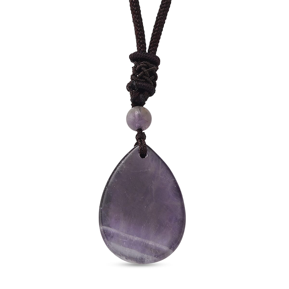 African Amethyst 30.00 ctw Cotton Thread Teardrop Necklace 25 inches image number 4