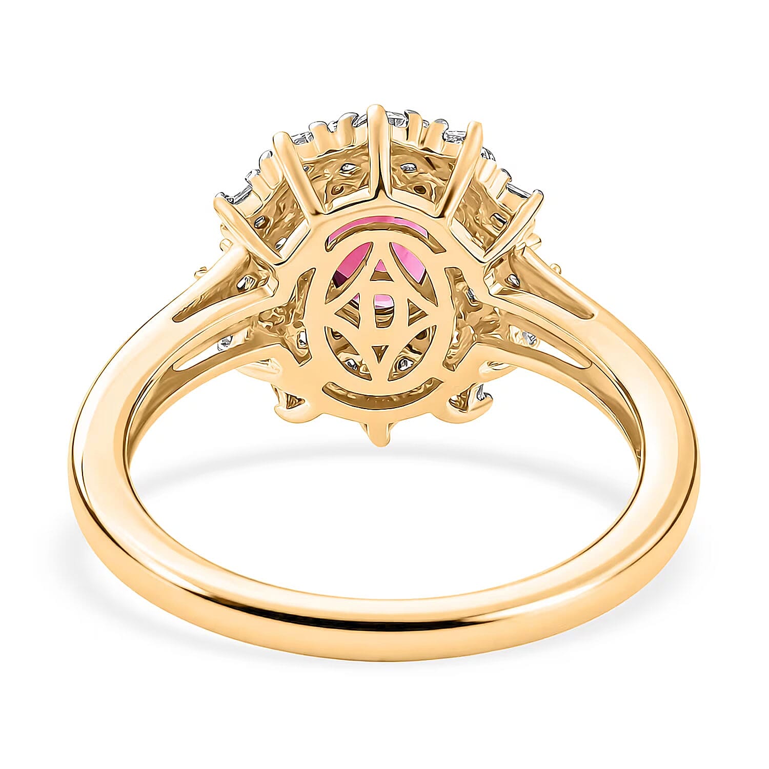 D'Joy Premium Malawi Magenta Garnet and Moissanite 1.60 ctw Midnight Star Ring in 18K Vermeil Yellow Gold Over Sterling Silver (Size 5.0)