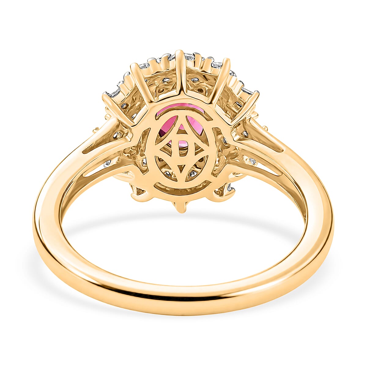 D'Joy Premium Malawi Magenta Garnet and Moissanite 1.60 ctw Midnight Star Ring in 18K Vermeil Yellow Gold Over Sterling Silver (Size 8.0) image number 4