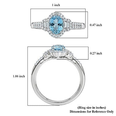 D'Joy Premium Cambodian Blue Zircon and Moissanite 2.20 ctw Starlight Aura Ring in Rhodium Over Sterling Silver (Size 10.0)