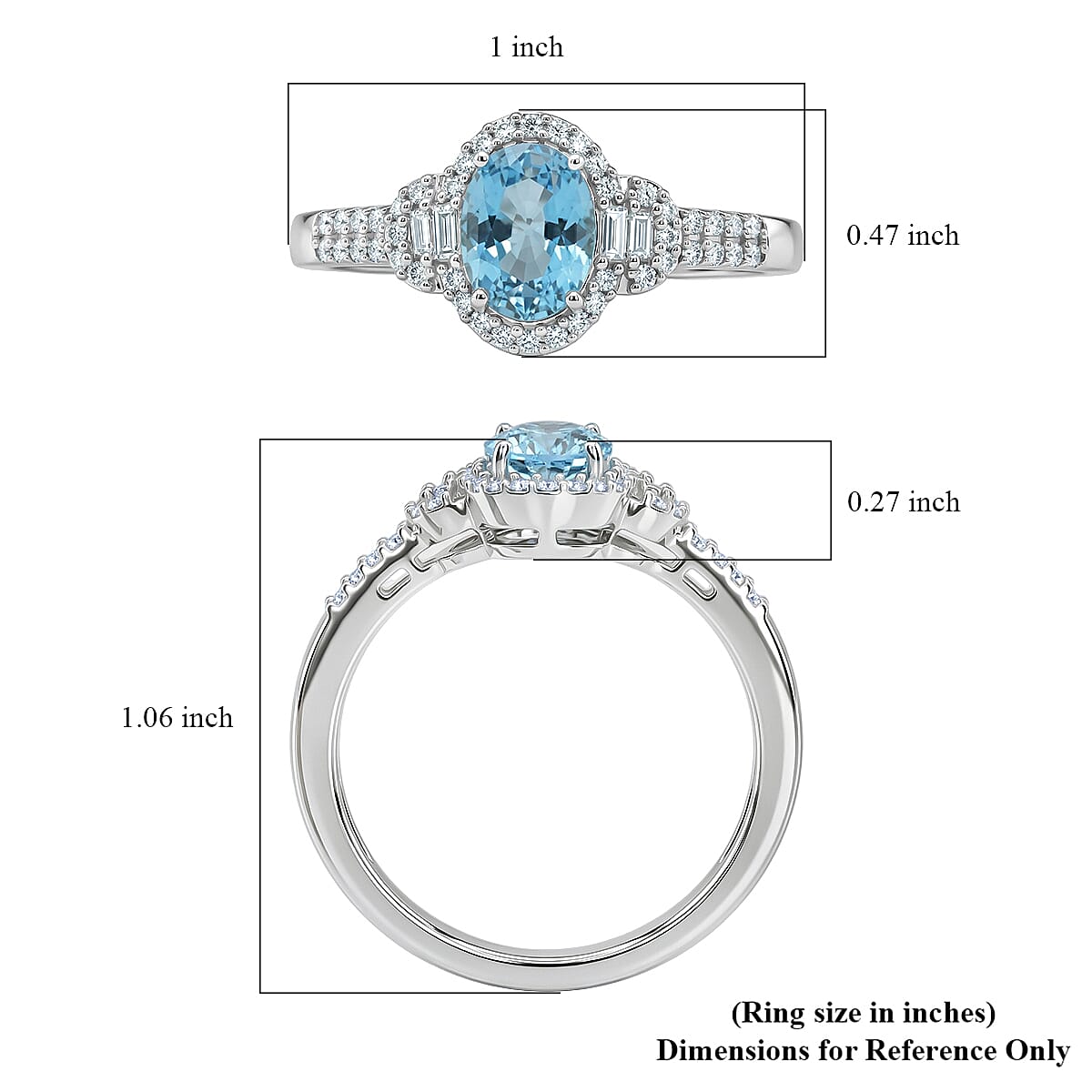 D'Joy Premium Cambodian Blue Zircon and Moissanite 2.20 ctw Starlight Aura Ring in Rhodium Over Sterling Silver (Size 6.0) (Ships in 5-7 Days) image number 5