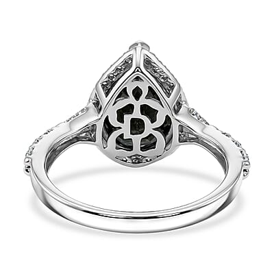 D'Joy Black and White Moissanite 4.75 ctw Black Majesty Drop Ring in Rhodium Over Sterling Silver (Size 10.0)