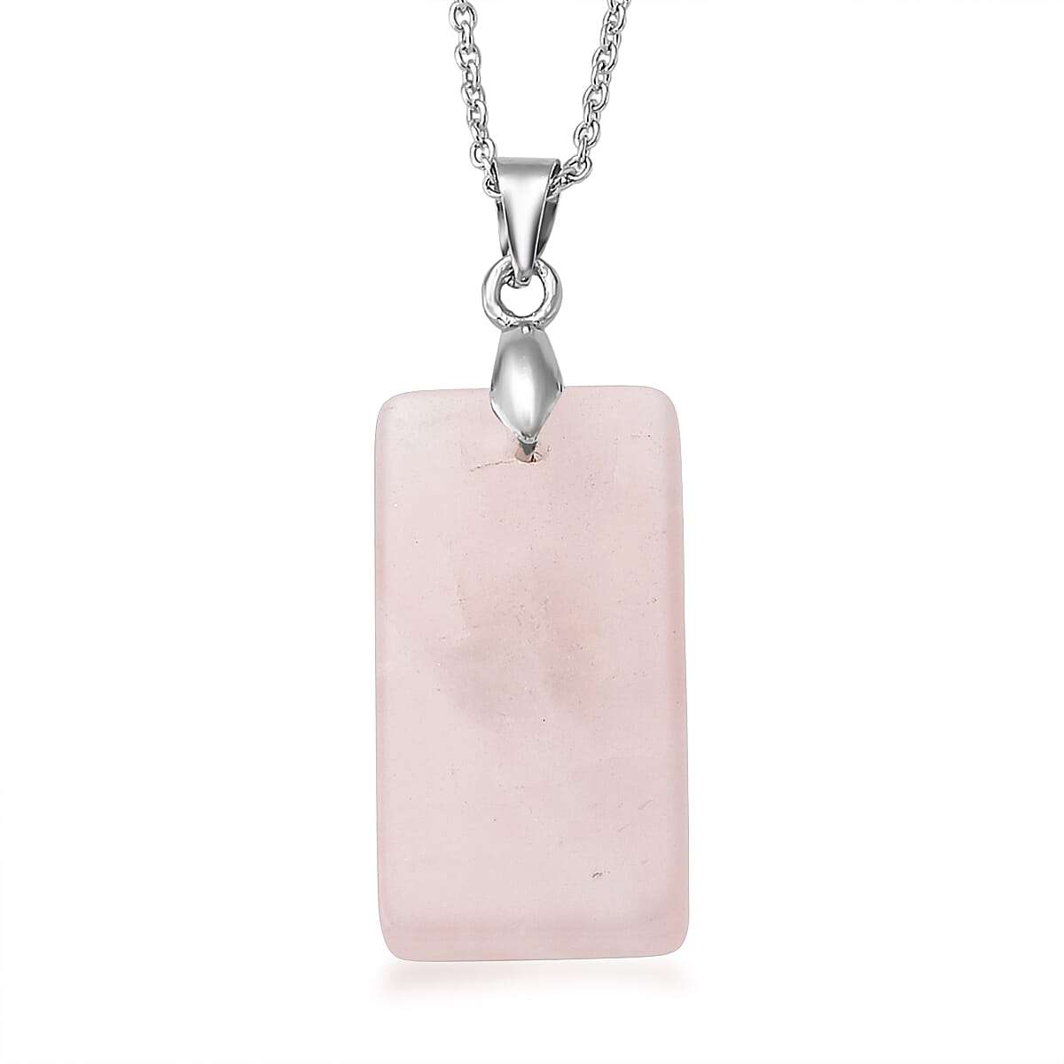 Galilea Rose Quartz 15.00 ctw Pendant Necklace in Silvertone 17 Inches