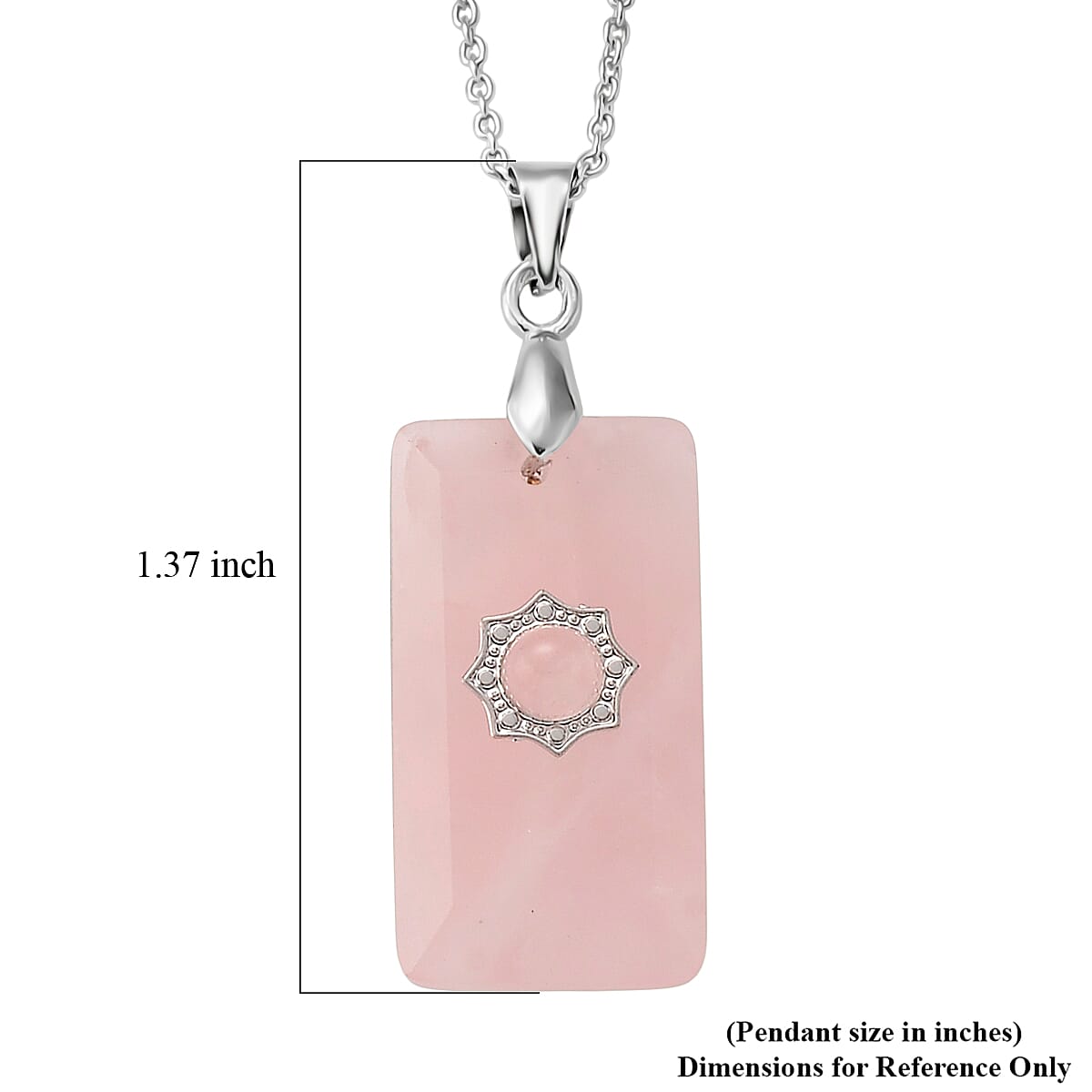Galilea Rose Quartz 15.00 ctw Pendant Necklace in Silvertone 17 Inches