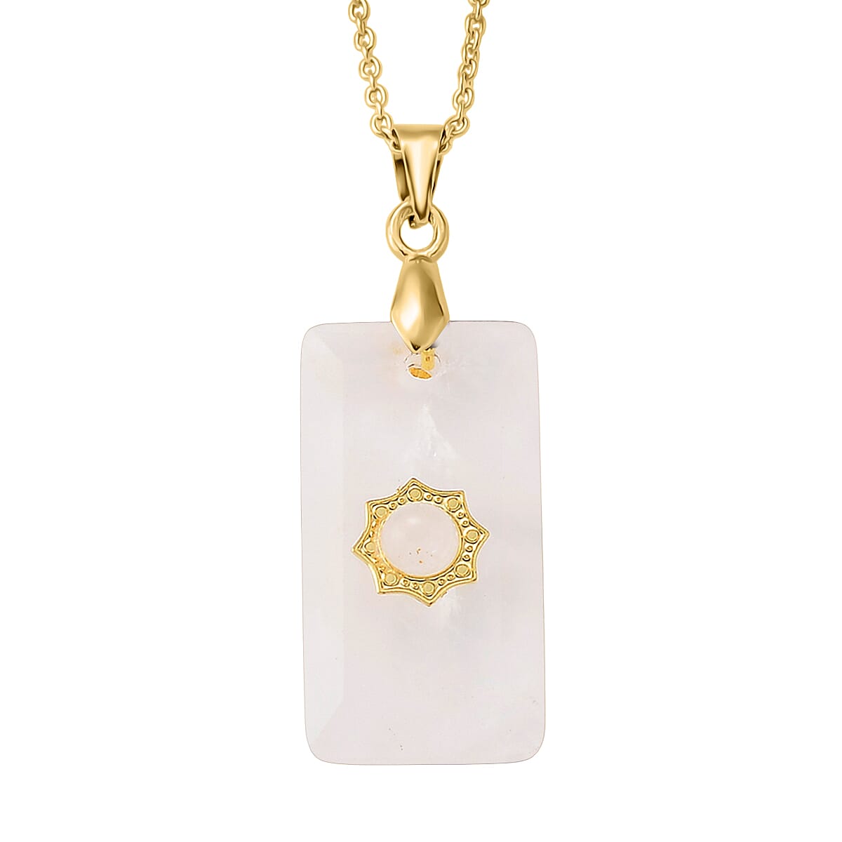White Crystal Quartz 15.00 ctw Pendant Necklace in Goldtone 17 Inches