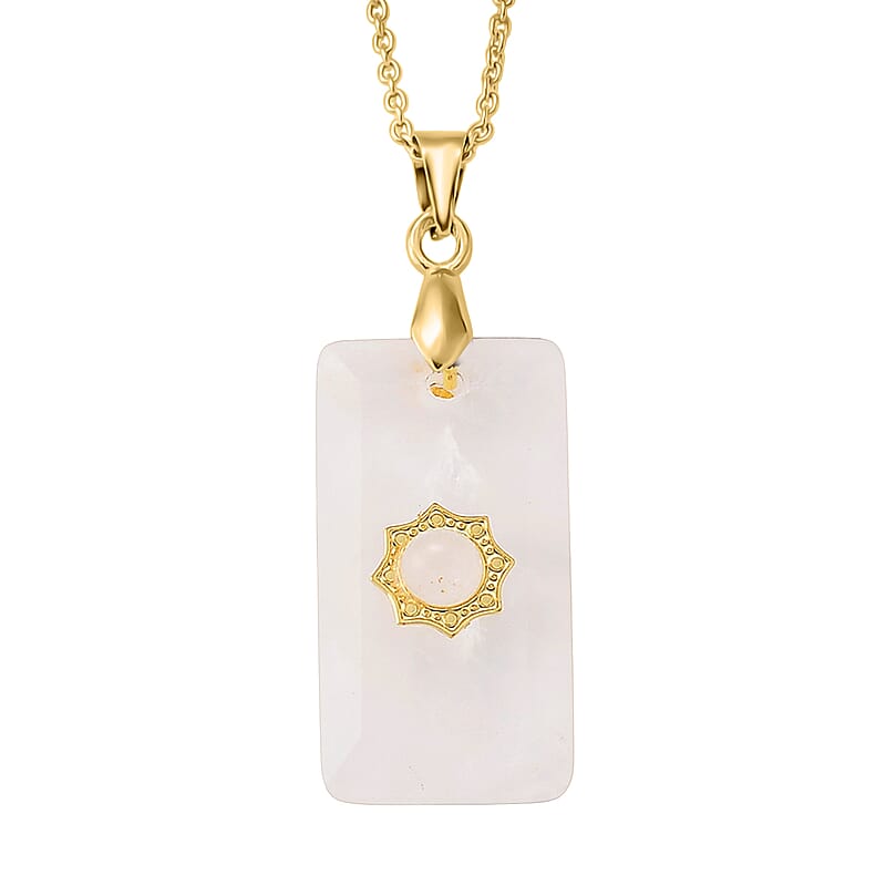 White Crystal Quartz 15.00 ctw Pendant Necklace in Goldtone 17 Inches