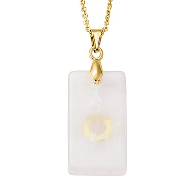 White Crystal Quartz 15.00 ctw Pendant Necklace in Goldtone 17 Inches