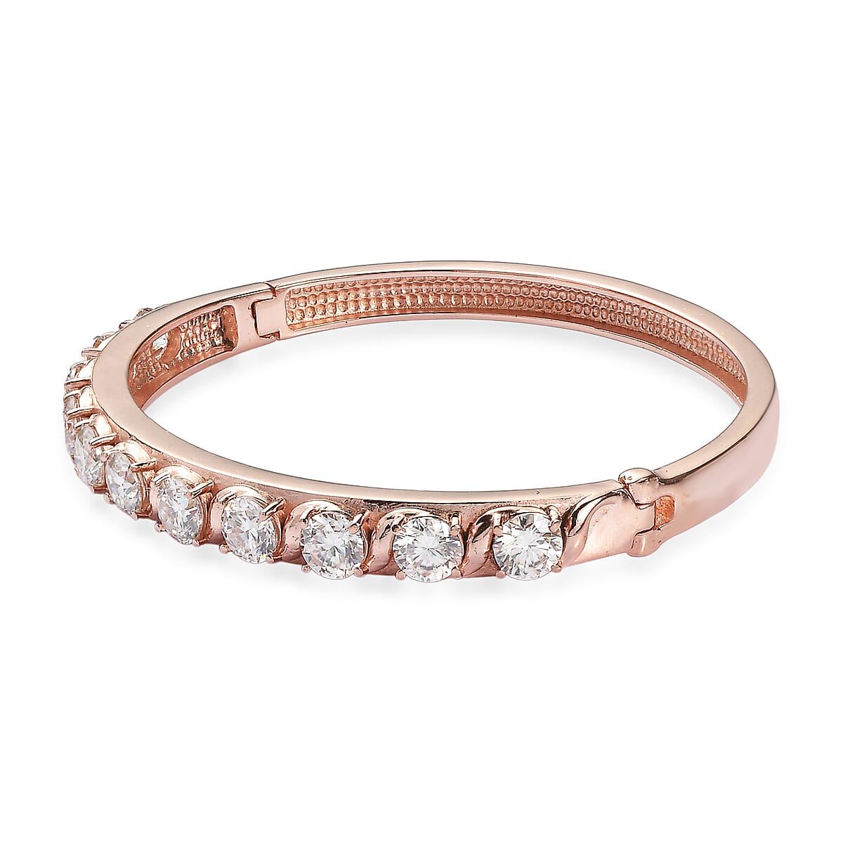 EverTrue Moissanite 8.50 ctw Infinity Wave Bangle Bracelet in ION Plated RG Stainless Steel (7.25 In) image number 3