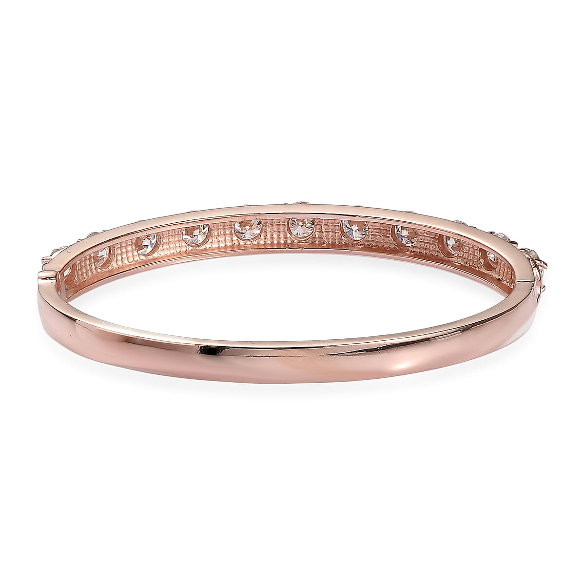 EverTrue Moissanite 8.50 ctw Infinity Wave Bangle Bracelet in ION Plated RG Stainless Steel (7.25 In) image number 4