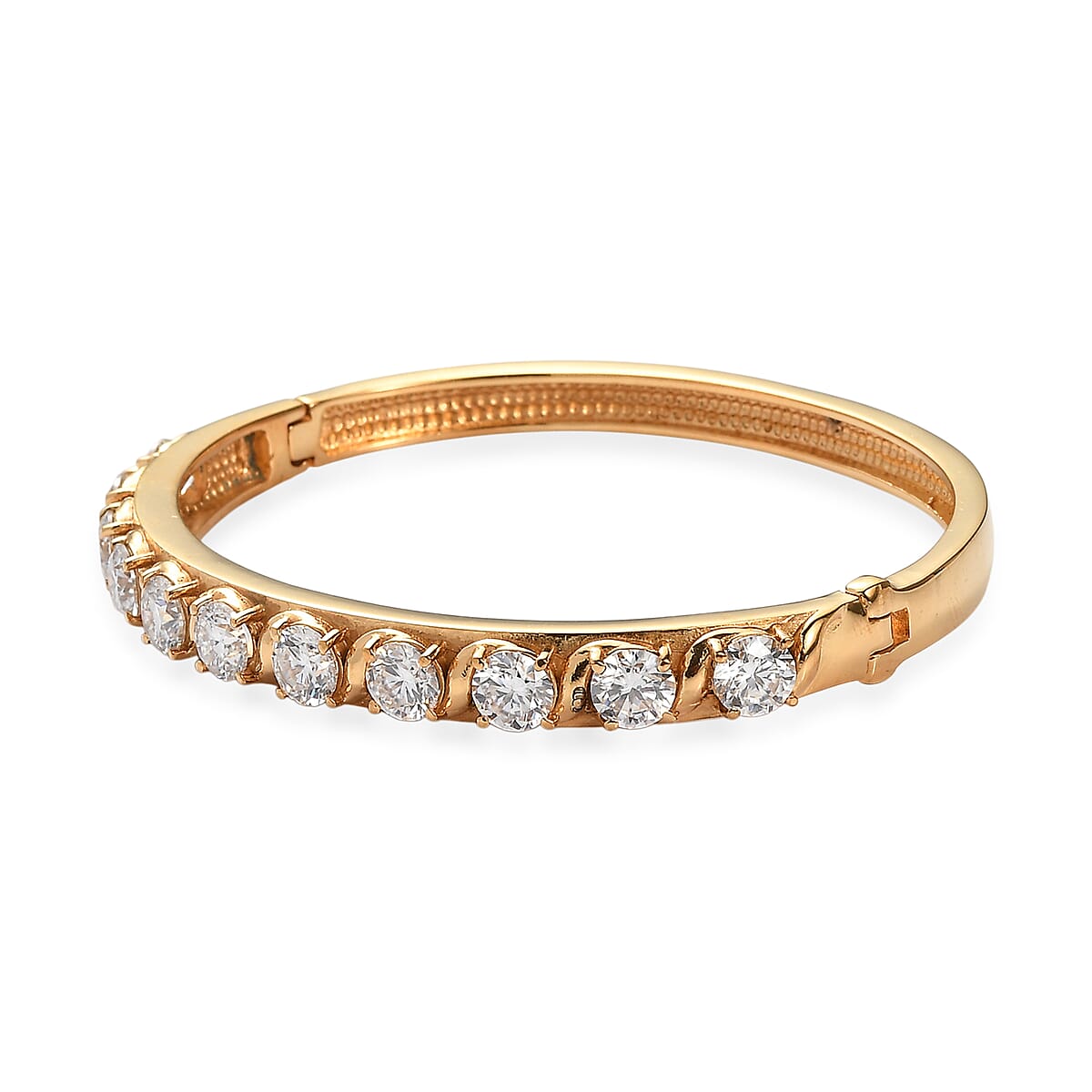 EverTrue Moissanite 8.50 ctw Infinity Wave Bangle Bracelet in ION Plated YG Stainless Steel (7.25 In) image number 3