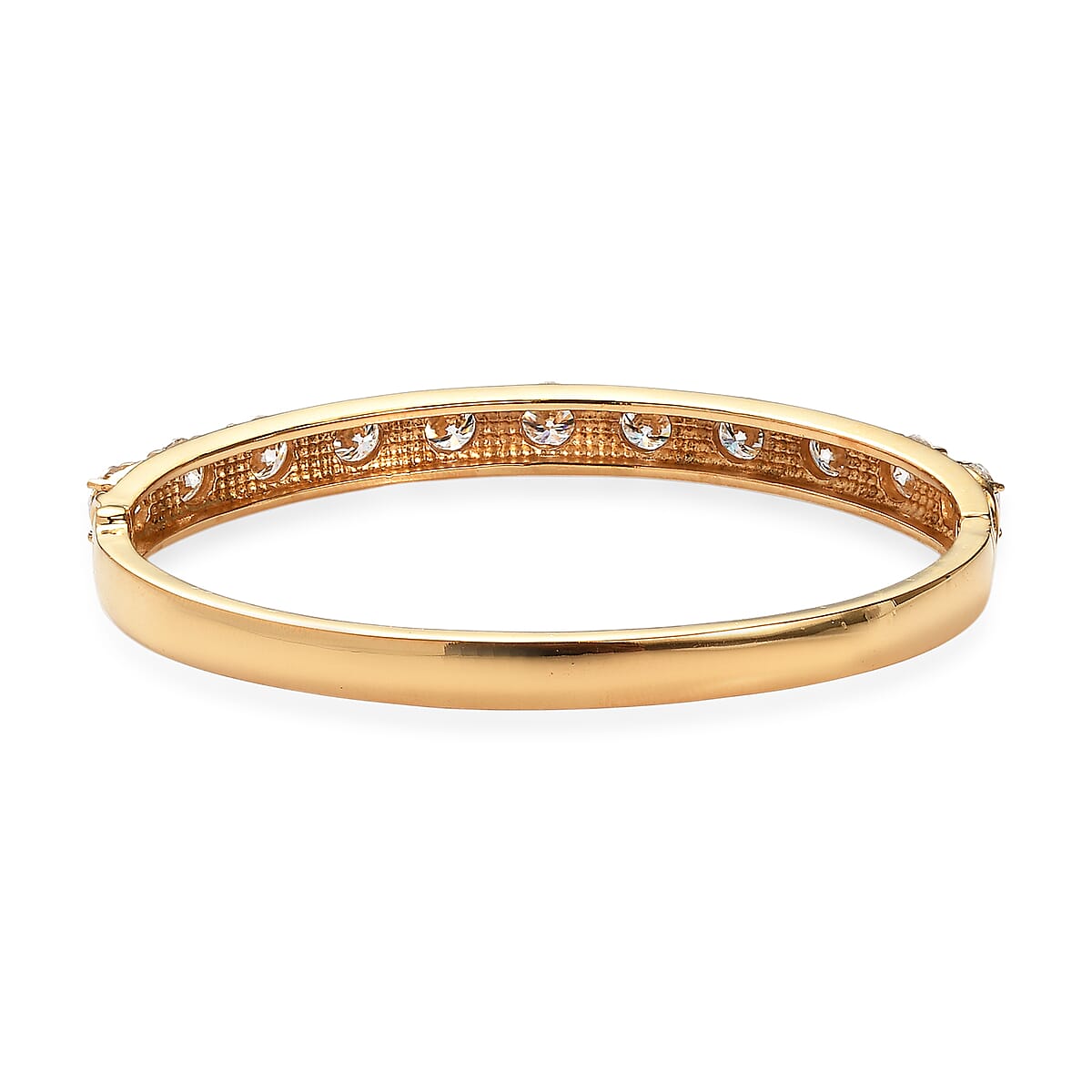 EverTrue Moissanite 8.50 ctw Infinity Wave Bangle Bracelet in ION Plated YG Stainless Steel (7.25 In) image number 4