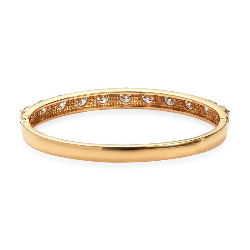 EverTrue Moissanite 8.50 ctw Infinity Wave Bangle Bracelet in ION Plated YG Stainless Steel (7.25 In)