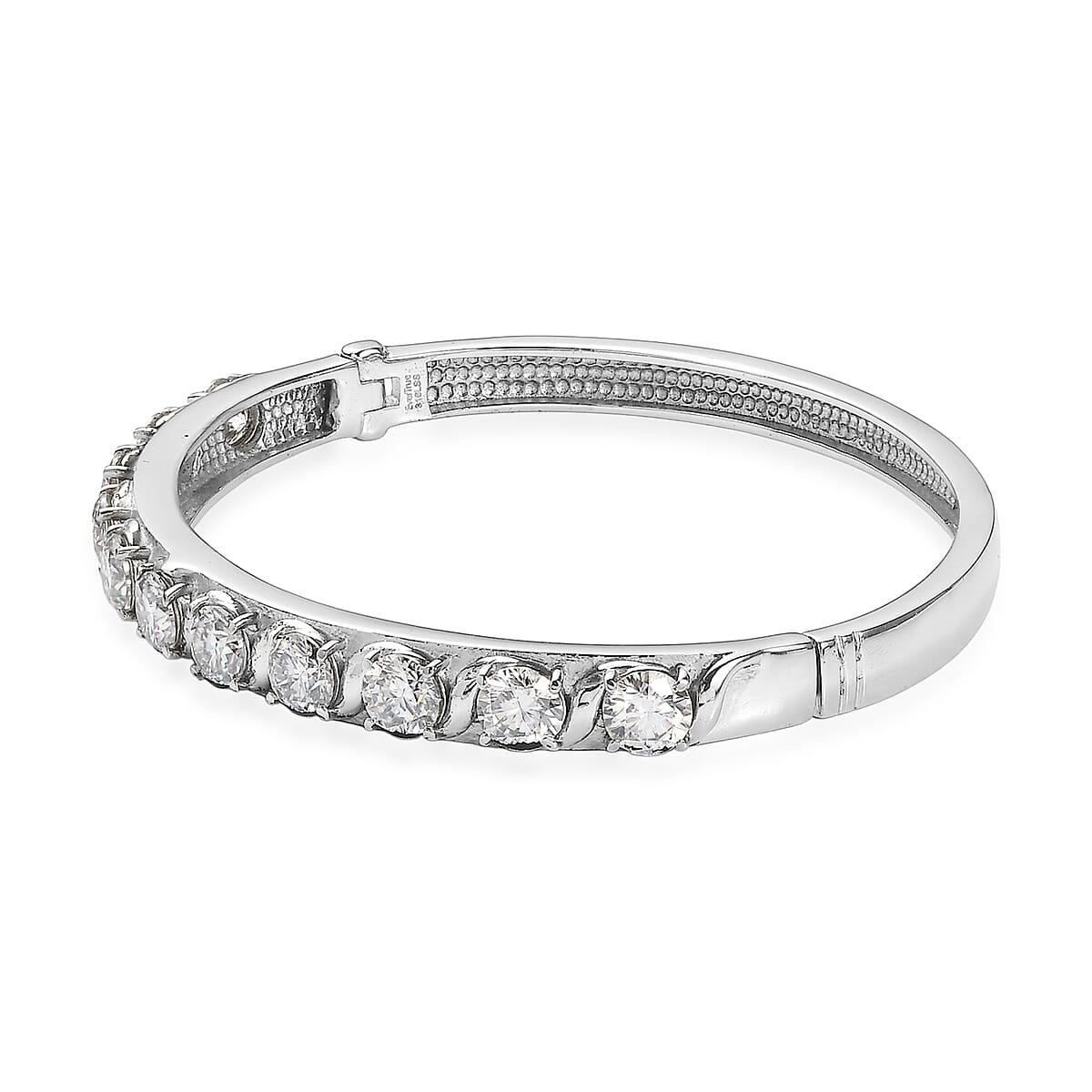 EverTrue Moissanite 8.50 ctw Infinity Wave Bangle Bracelet in Stainless Steel (7.25 In) image number 3