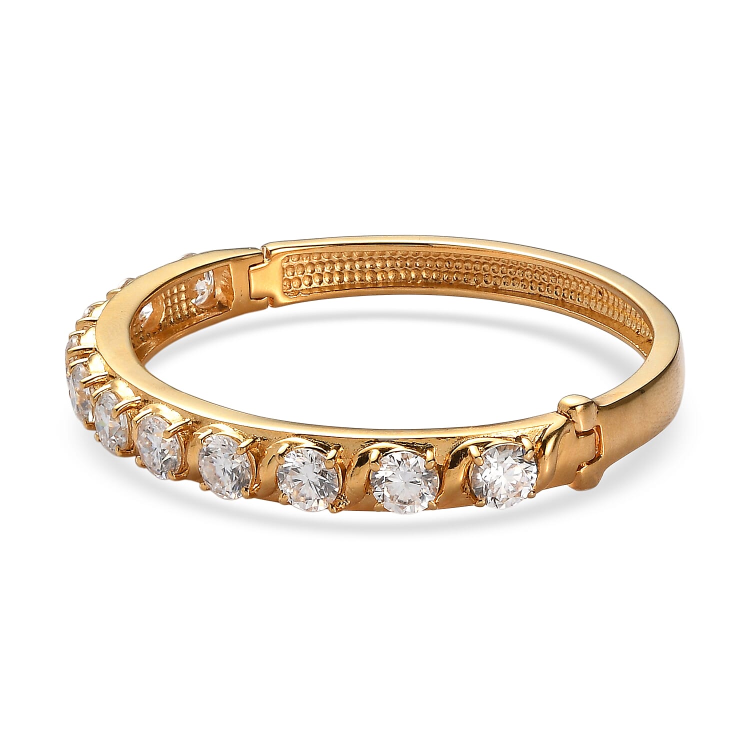 EverTrue Moissanite 8.50 ctw Infinity Wave Bangle Bracelet in ION Plated YG Stainless Steel (6.50 In)
