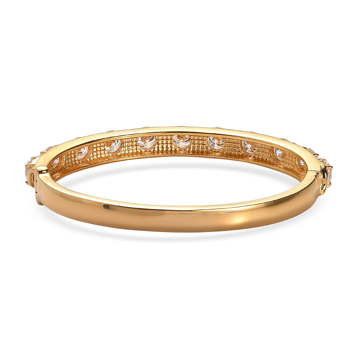 EverTrue Moissanite 8.50 ctw Infinity Wave Bangle Bracelet in ION Plated YG Stainless Steel (6.50 In)