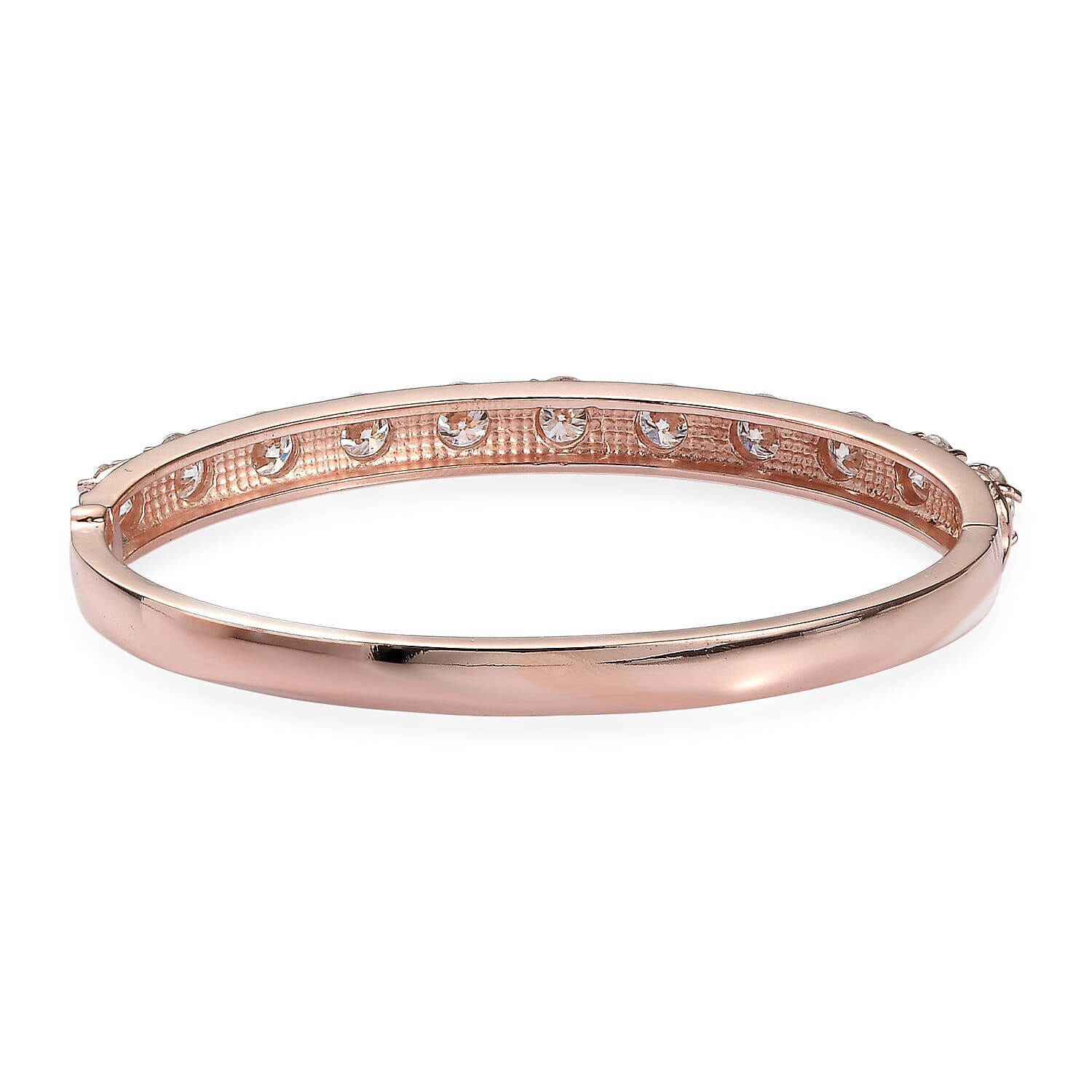 EverTrue Moissanite 8.50 ctw Infinity Wave Bangle Bracelet in ION Plated RG Stainless Steel (8.00 In)