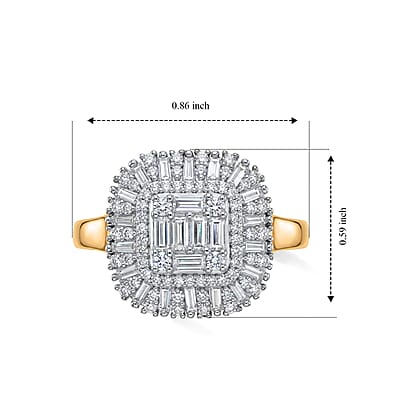 Luxuriant Lab Grown Diamond G-H SI 1.00 ctw Ring in 18K Vermeil Yellow Gold Over Sterling Silver (Size 7.0)