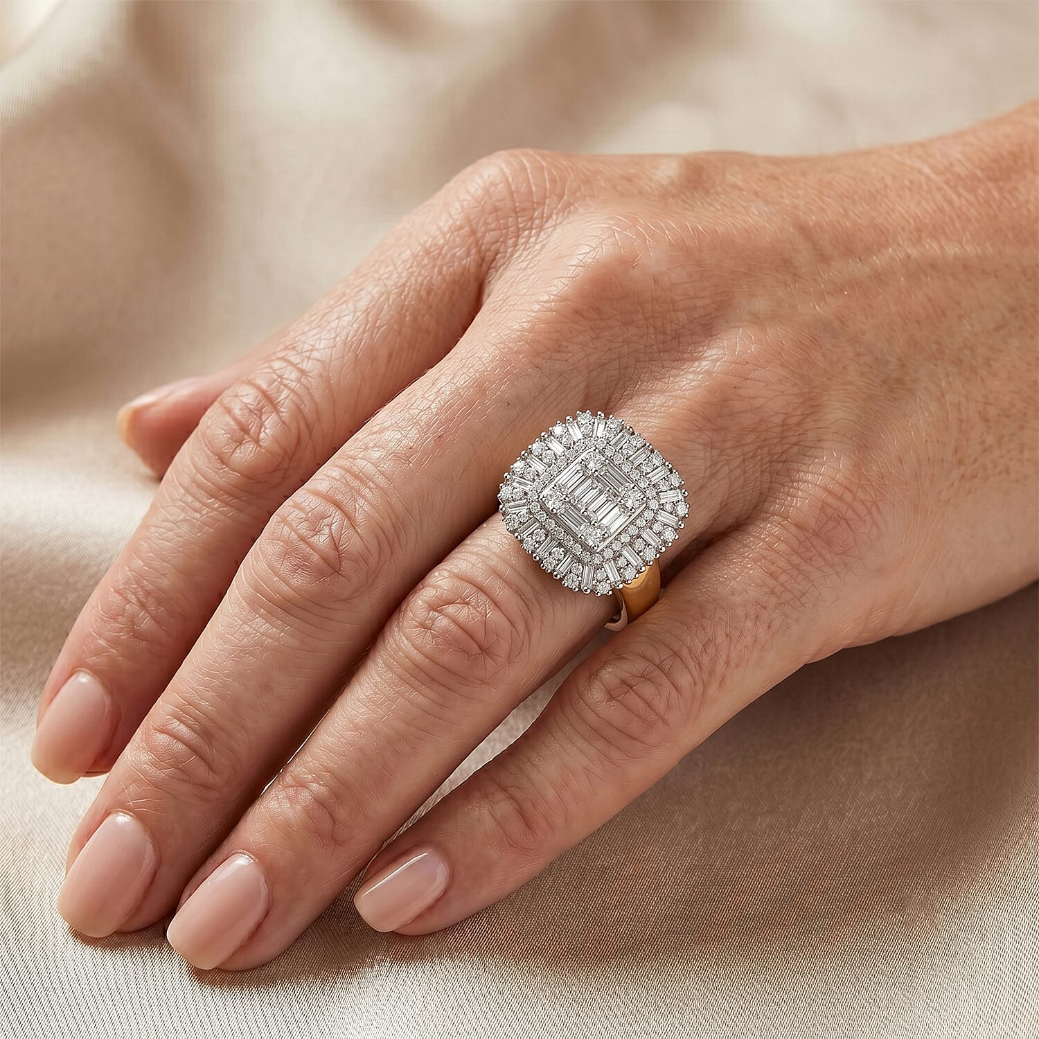Luxuriant Lab Grown Diamond Ring in Rhodium Over Sterling Silver (Size 7)