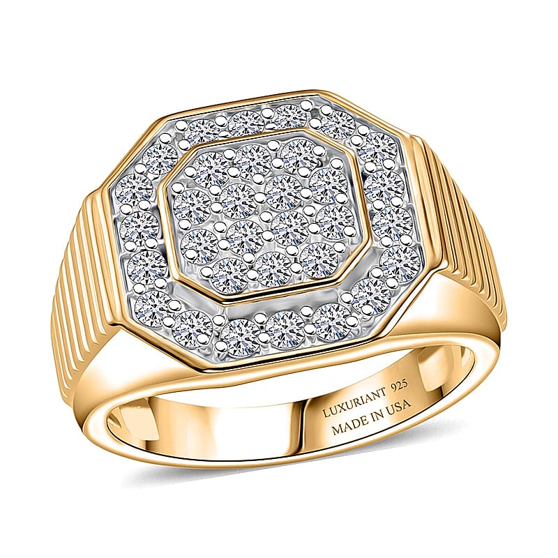Luxuriant Lab Grown Diamond G-H SI 1.50 ctw Men's Ring in 18K Vermeil Yellow Gold Over Sterling Silver (Size 10.0)