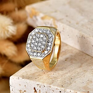 Luxuriant Lab Grown Diamond G-H SI 1.50 ctw Men's Ring in 18K Vermeil Yellow Gold Over Sterling Silver (Size 10.0) (Del. in 10-12 Days)