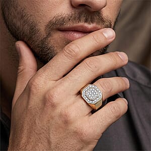 Luxuriant Lab Grown Diamond G-H SI 1.50 ctw Men's Ring in 18K Vermeil Yellow Gold Over Sterling Silver (Size 10.0) (Del. in 10-12 Days)