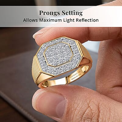 Luxuriant Lab Grown Diamond G-H SI 1.50 ctw Men's Ring in 18K Vermeil Yellow Gold Over Sterling Silver (Size 10.0)
