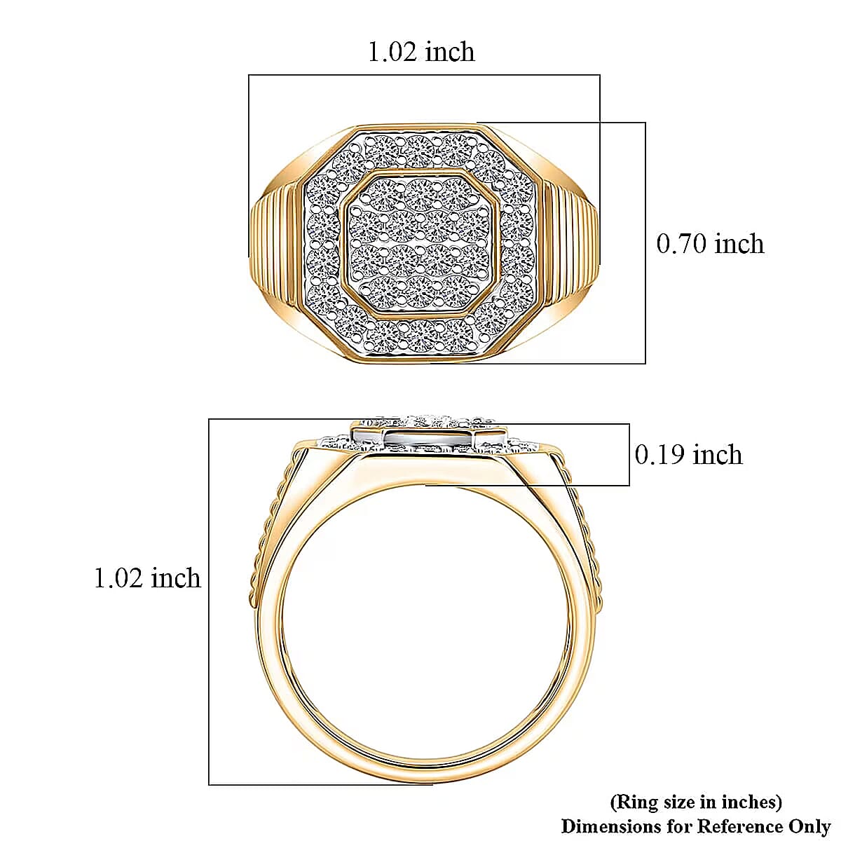 Luxuriant Lab Grown Diamond G-H SI 1.50 ctw Men's Ring in 18K Vermeil Yellow Gold Over Sterling Silver,,.. image number 6