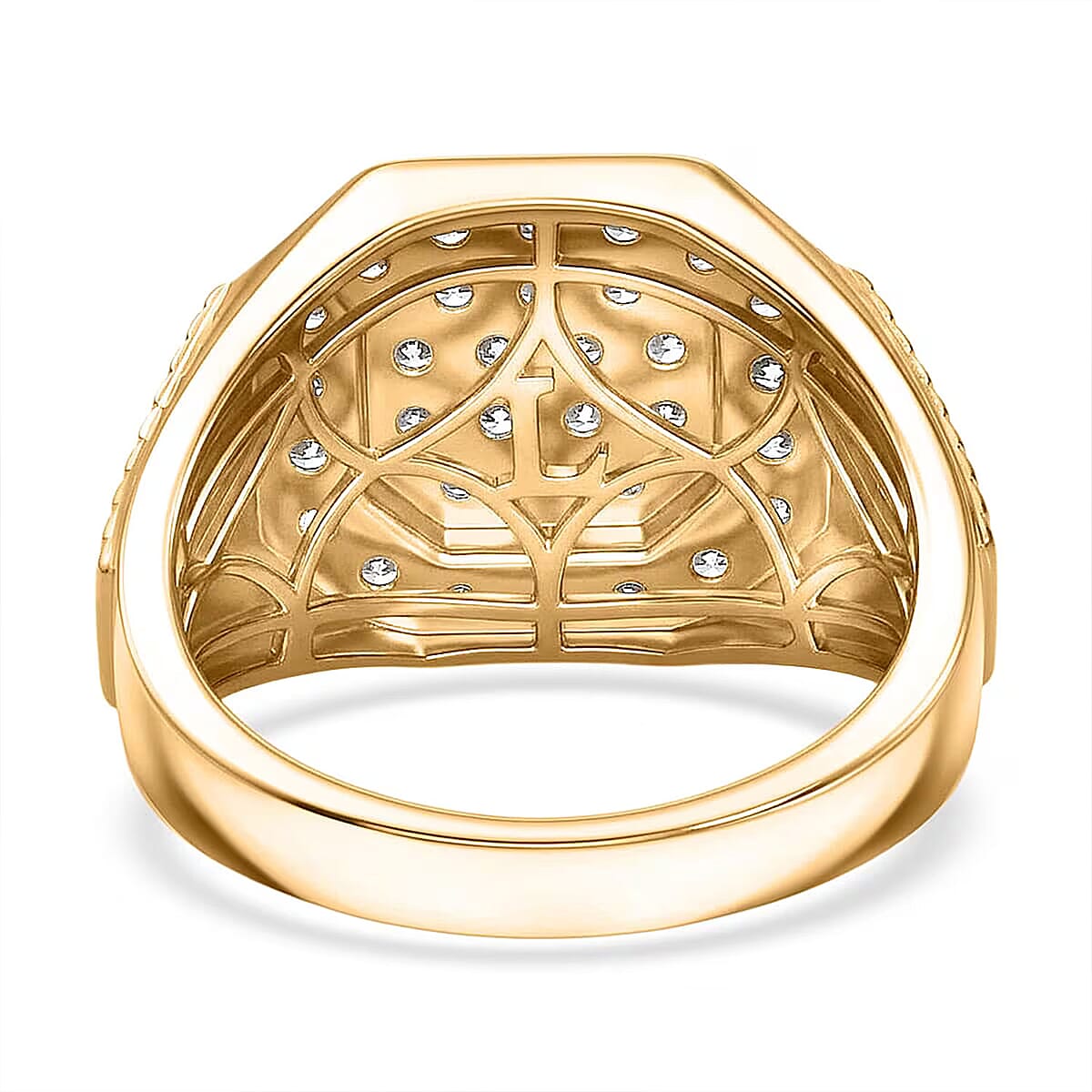 Luxuriant Lab Grown Diamond G-H SI 1.50 ctw Men's Ring in 18K Vermeil Yellow Gold Over Sterling Silver,,.. image number 7