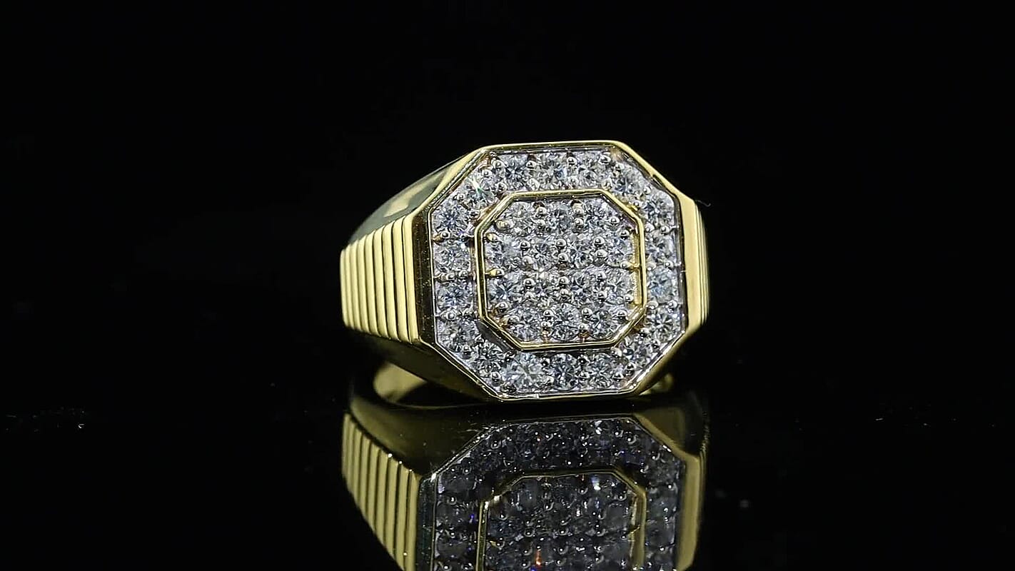 Luxuriant Lab Grown Diamond G-H SI 1.50 ctw Men's Ring in 18K Vermeil Yellow Gold Over Sterling Silver,,