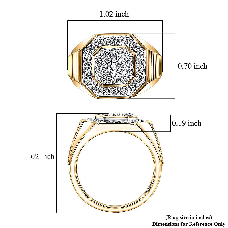 Luxuriant Lab Grown Diamond G-H SI 1.50 ctw Men's Ring in 18K Vermeil Yellow Gold Over Sterling Silver (Size 9.0)