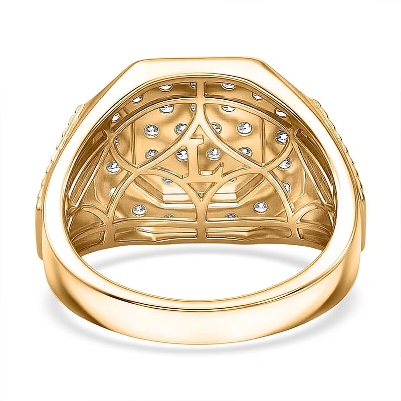 Luxuriant Lab Grown Diamond G-H SI 1.50 ctw Men's Ring in 18K Vermeil Yellow Gold Over Sterling Silver (Size 9.0)