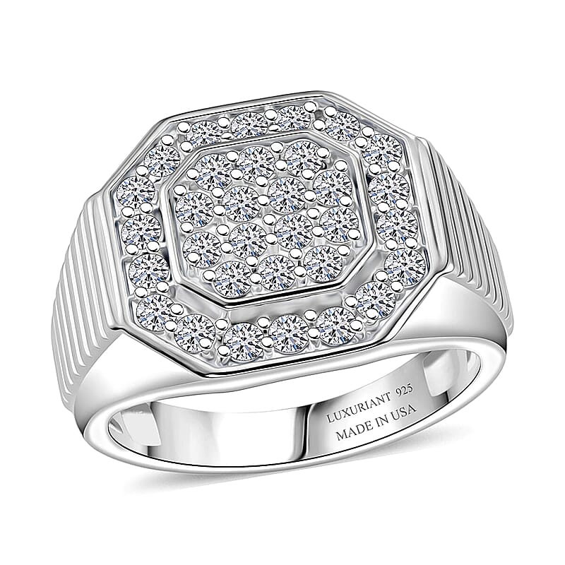 Luxuriant Lab Grown Diamond G-H SI 1.50 ctw Men's Ring in Rhodium Over Sterling Silver (Size 10.0)