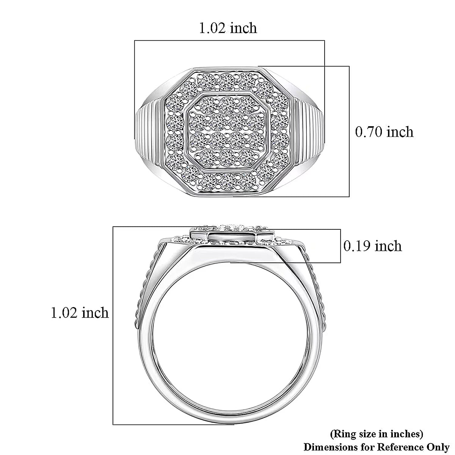 Luxuriant Lab Grown Diamond G-H SI 1.50 ctw Men's Ring in Rhodium Over Sterling Silver (Size 10.0) (Del. in 10-12 Days)