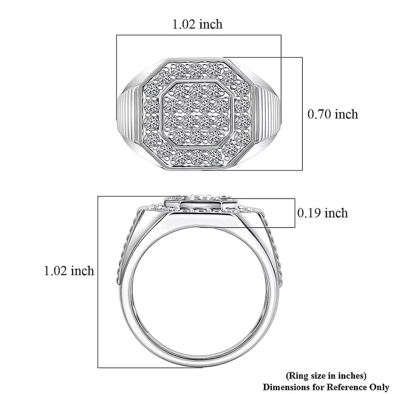 Luxuriant Lab Grown Diamond G-H SI 1.50 ctw Men's Ring in Rhodium Over Sterling Silver (Size 10.0)