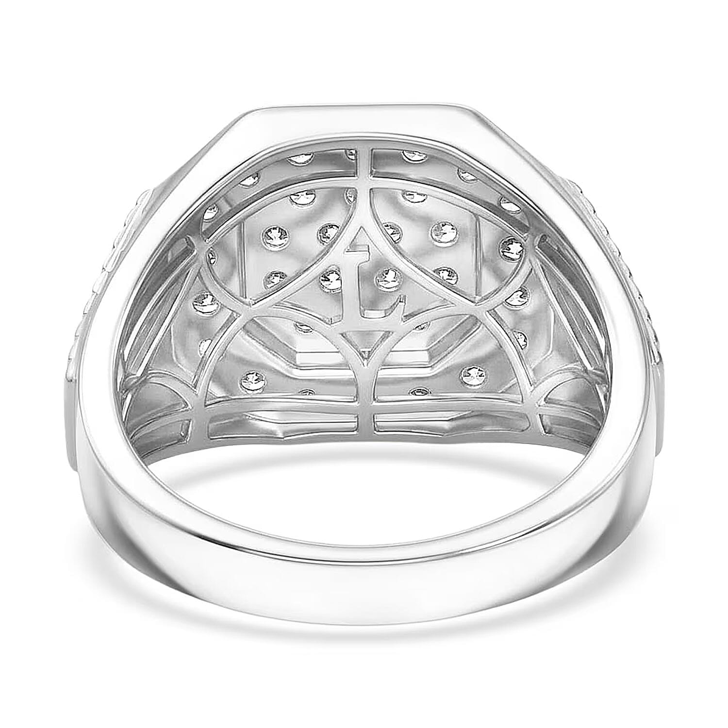 Luxuriant Lab Grown Diamond G-H SI 1.50 ctw Men's Ring in Rhodium Over Sterling Silver (Size 10.0)