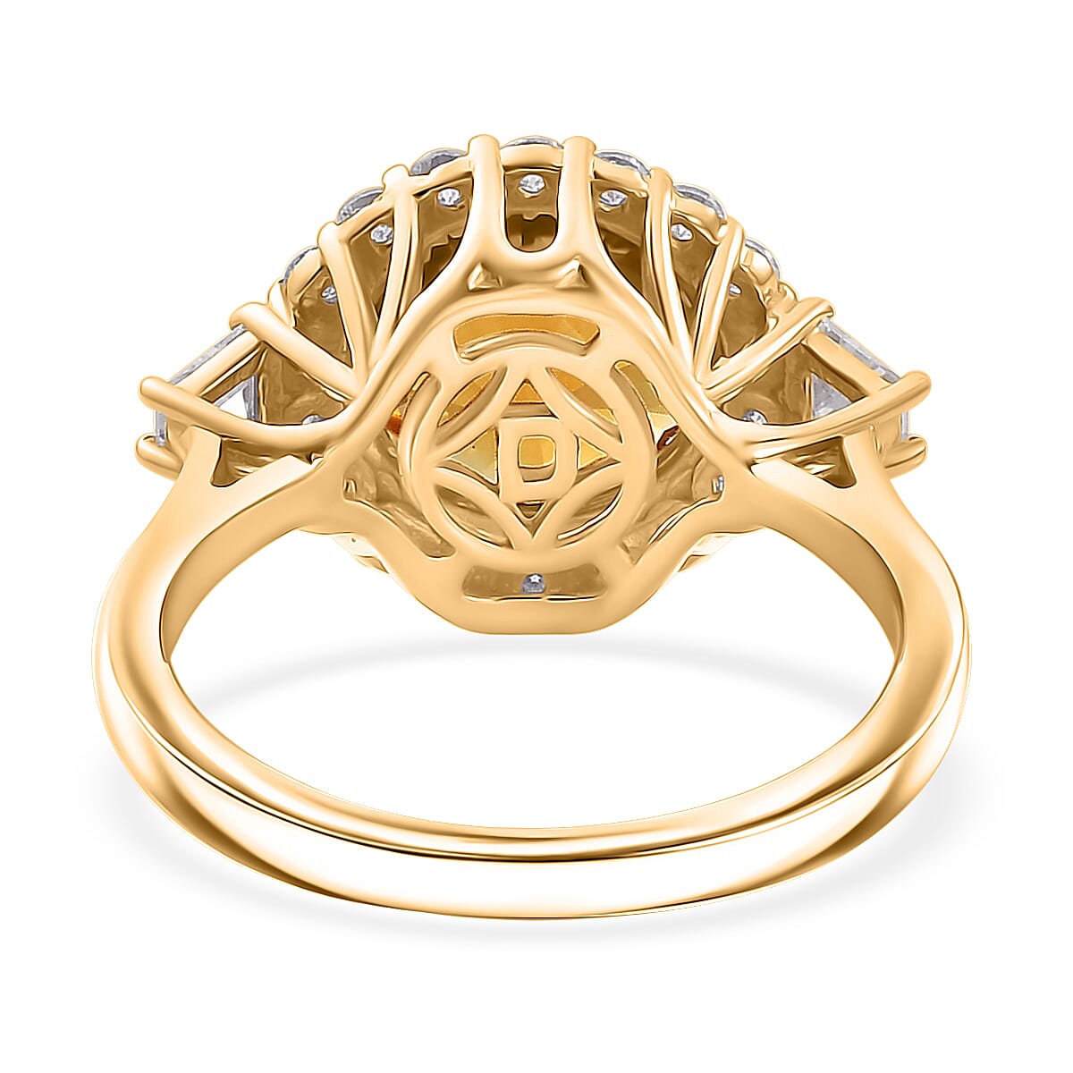 Certified & Appraised D'Joy Premium Brazilian Citrine and Moissanite 4.10 ctw Ring in 18K Vermeil Yellow Gold Over Sterling Silver (Size 6.0)