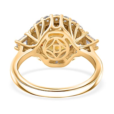 Certified & Appraised D'Joy Premium Brazilian Citrine and Moissanite 4.10 ctw Ring in 18K Vermeil Yellow Gold Over Sterling Silver (Size 6.0)