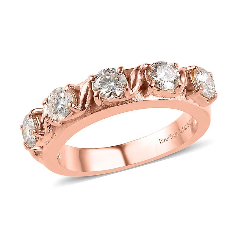 EverTrue Moissanite 1.15 ctw Infinity Wave Ring in ION Plated RG Stainless Steel (Size 7.0)
