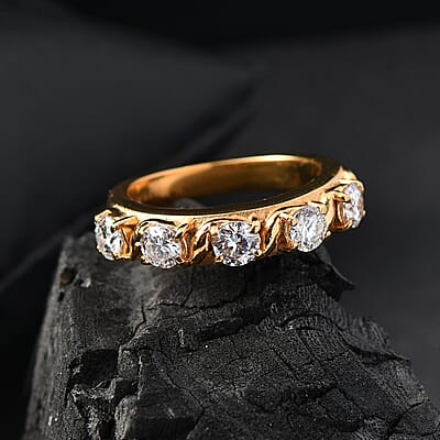 EverTrue Moissanite 1.15 ctw Infinity Wave Ring in ION Plated YG Stainless Steel (Size 5.0)