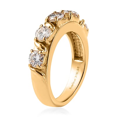 EverTrue Moissanite 1.15 ctw Infinity Wave Ring in ION Plated YG Stainless Steel (Size 5.0)