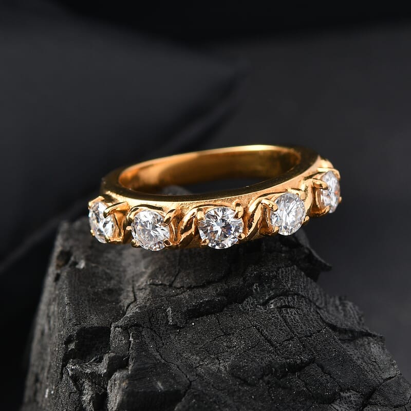 EverTrue Moissanite 1.15 ctw Infinity Wave Ring in ION Plated YG Stainless Steel (Size 7.0)