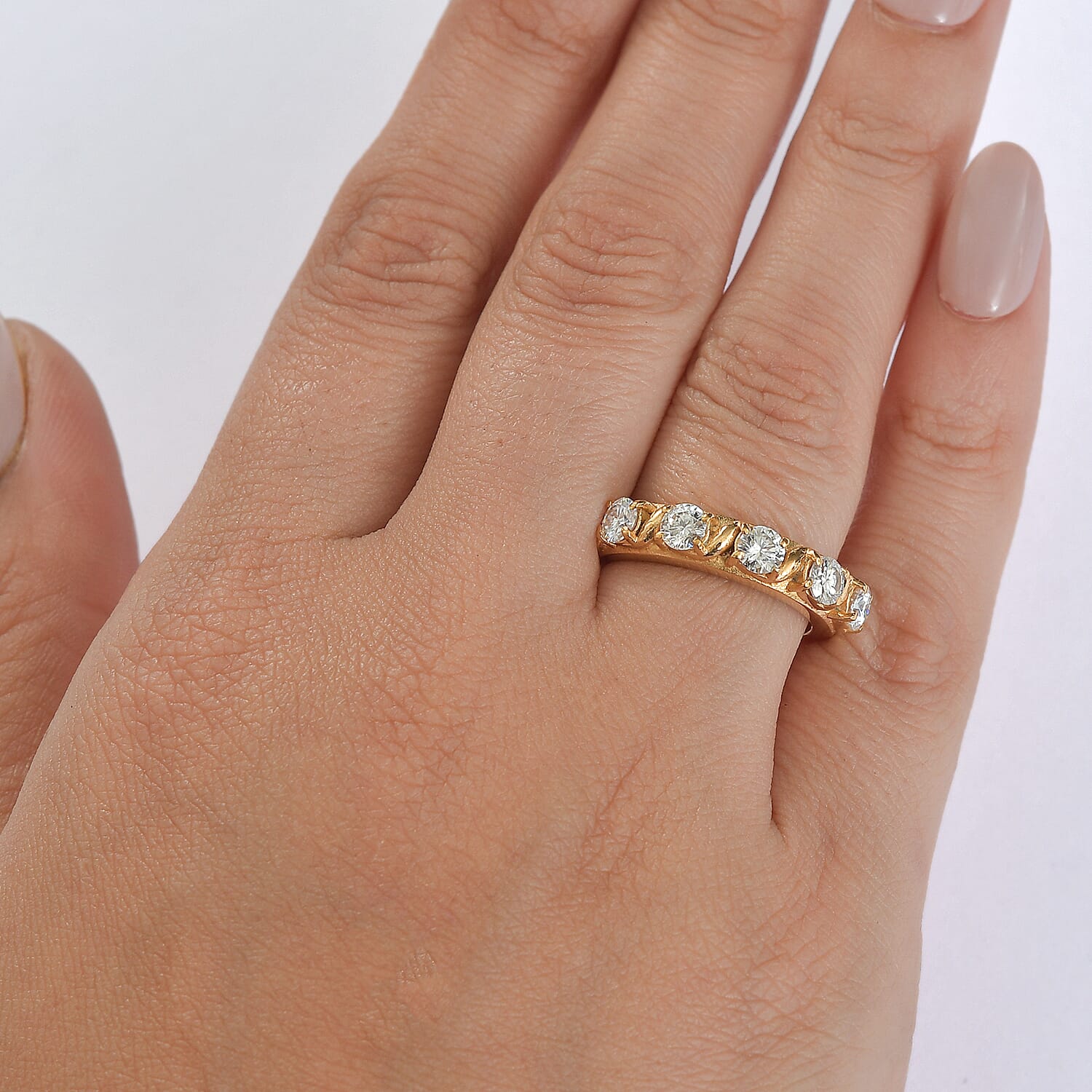EverTrue Moissanite 1.15 ctw Infinity Wave Ring in ION Plated YG Stainless Steel (Size 7.0)