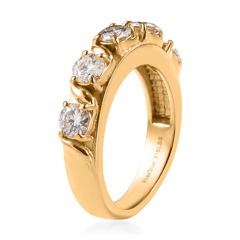 EverTrue Moissanite 1.15 ctw Infinity Wave Ring in ION Plated YG Stainless Steel (Size 7.0)