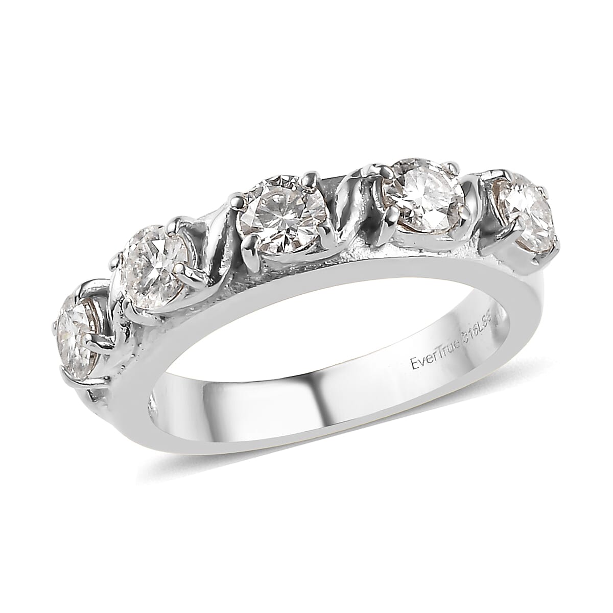 EverTrue Moissanite 1.15 ctw 5 Stone Ring in ION Plated RG Stainless Steel
