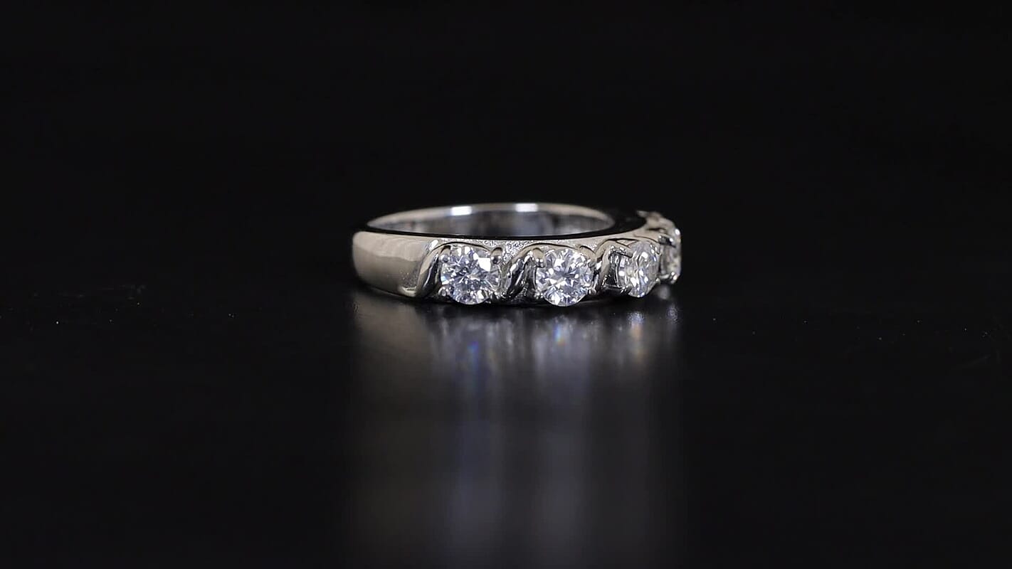 EverTrue Moissanite 1.15 ctw 5 Stone Ring in ION Plated RG Stainless Steel