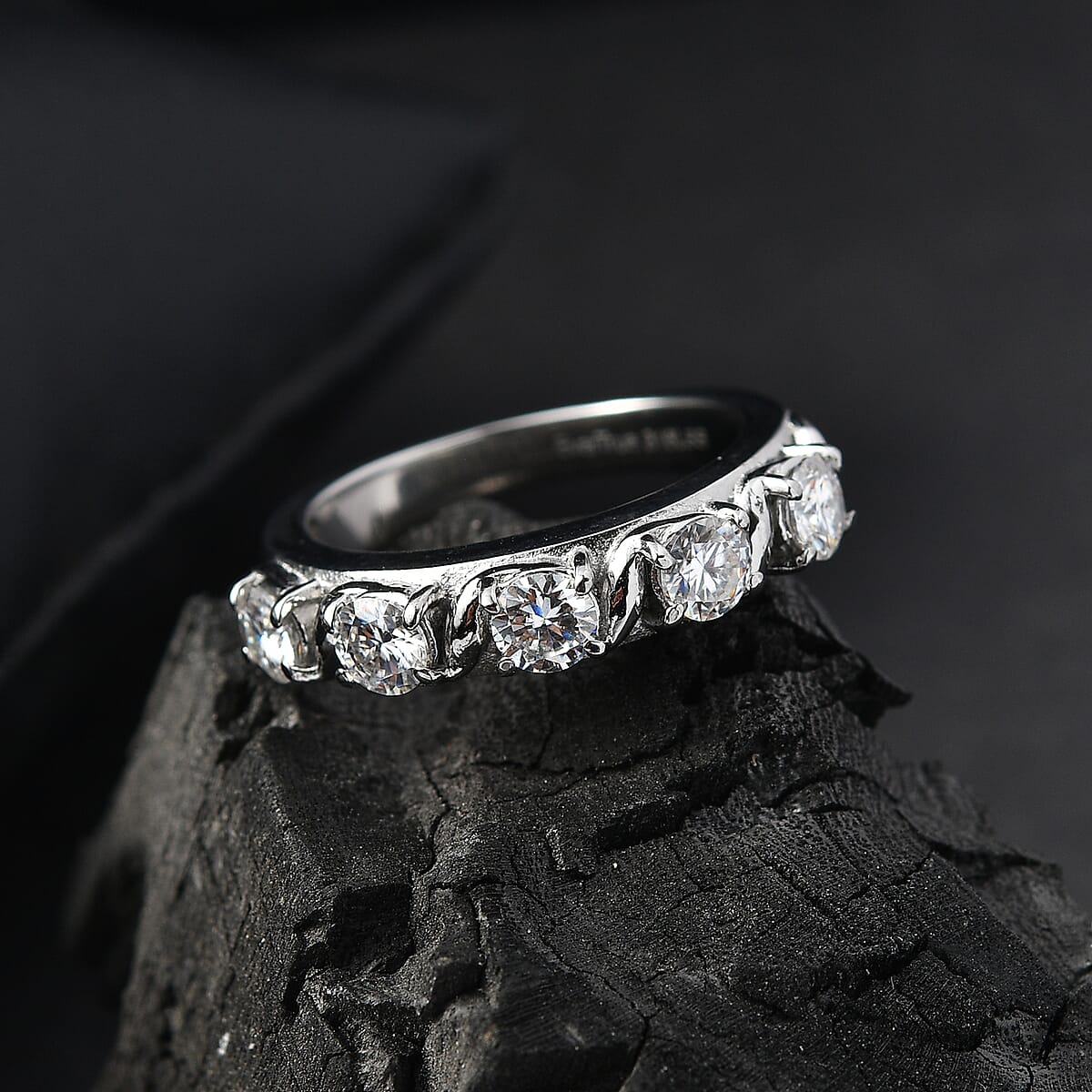 EverTrue Moissanite 1.15 ctw Infinity Wave Ring in Stainless Steel (Size 7.0) image number 1