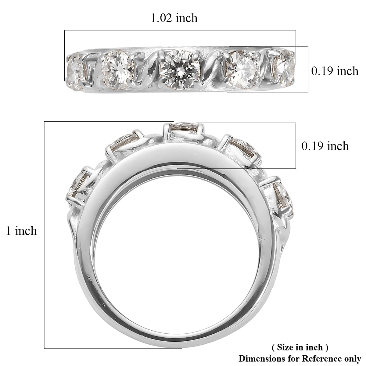 EverTrue Moissanite 1.15 ctw Infinity Wave Ring in Stainless Steel (Size 7.0) image number 5